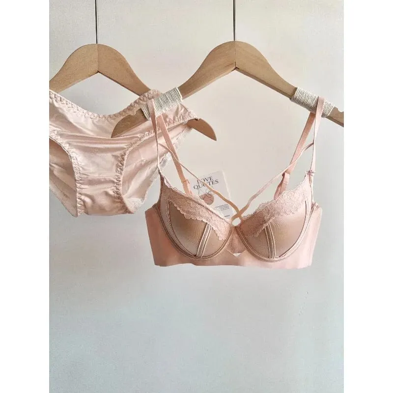 Französisches Spitzen-Push-up-BH-Set, gepunktet, kleine Körbchenformung, süße sexy erotische Dessous, Komfort-Bügel, Damen-Intimbekleidung, S-XL — image 2