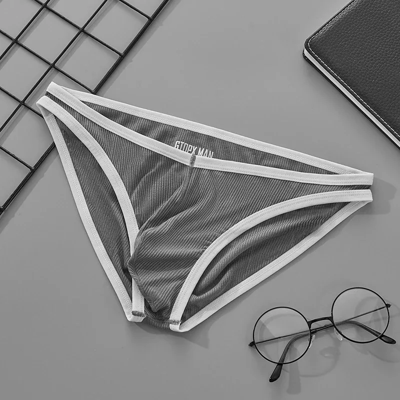 Men's Single Layer Briefs Ultra Thin U Convex Pouch Underwear Breathable Moisture Wicking Sexy Summer Panties