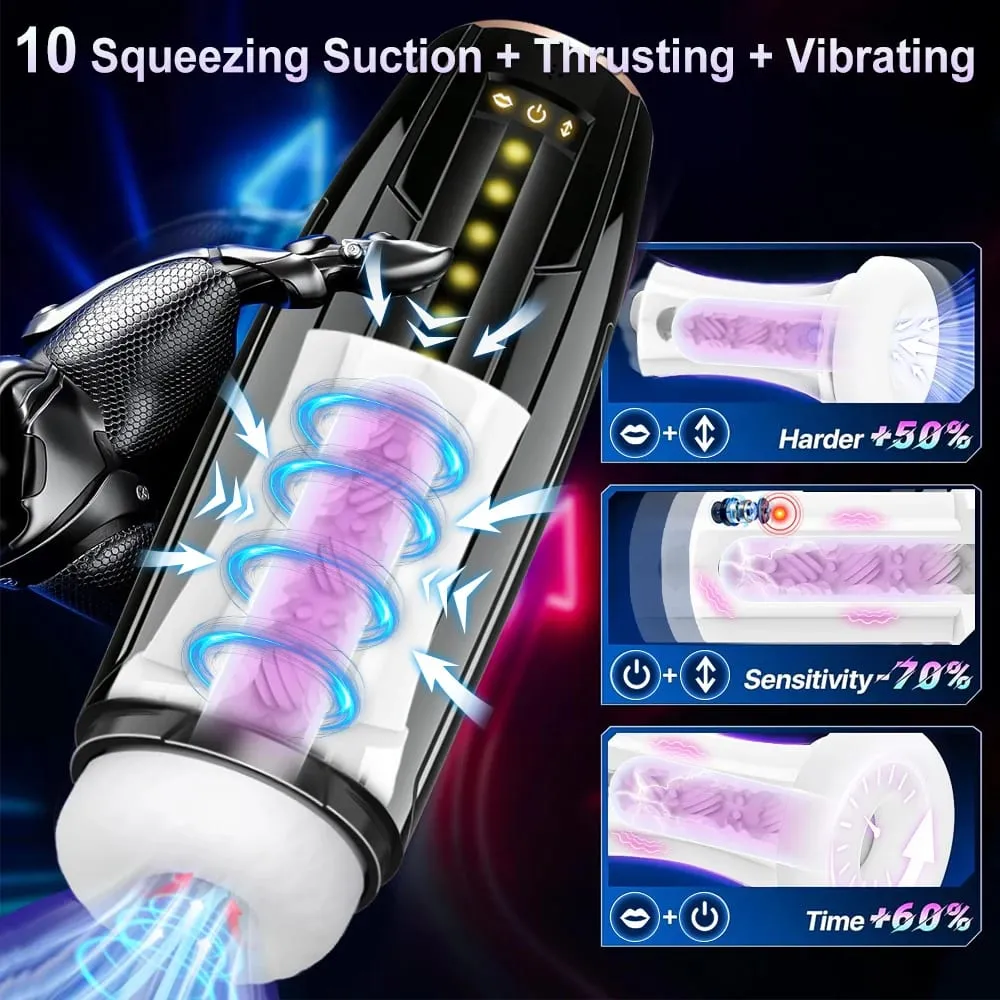 Automatic 3 IN 1 Masturbator Cup Enlargement Penis Pump Vacuum 10 Suction Thrusting Vibration Sex Toy For Men Adult Supplies