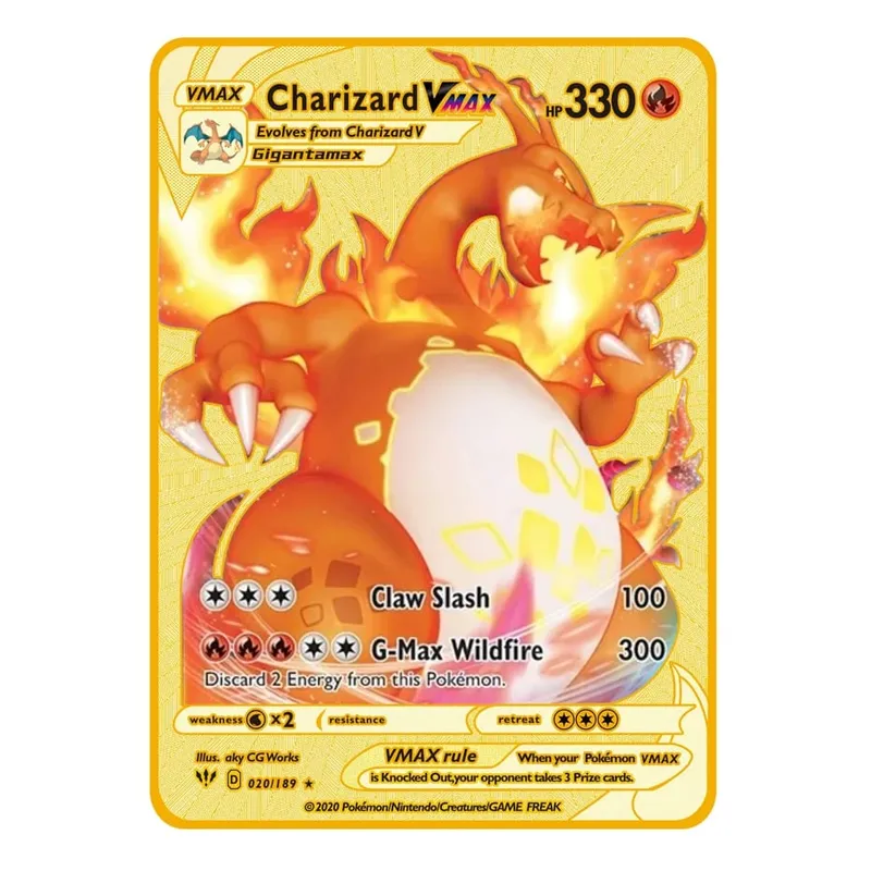 2026 NEW Pokemon Metal Card 10000 Points Arceus Charizard Super Card Golden English Mewtwo Vmax GX EX Anime Collection Card Gift