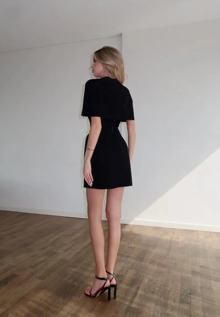 Solid Shawl Mini Dress Women Elegant Square-neck Waist Cinching Sleeveless Slim Short Dresses Lady 2026 New Vacation Party Gowns — image 6