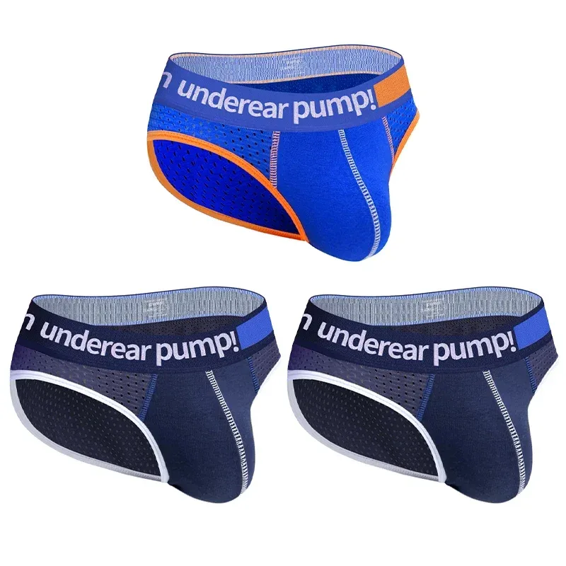 Men's Low Waist Slimming Mesh Briefs U Convex Pouch Elastic Waistband Breathable Colorful Jockstrap Underwear