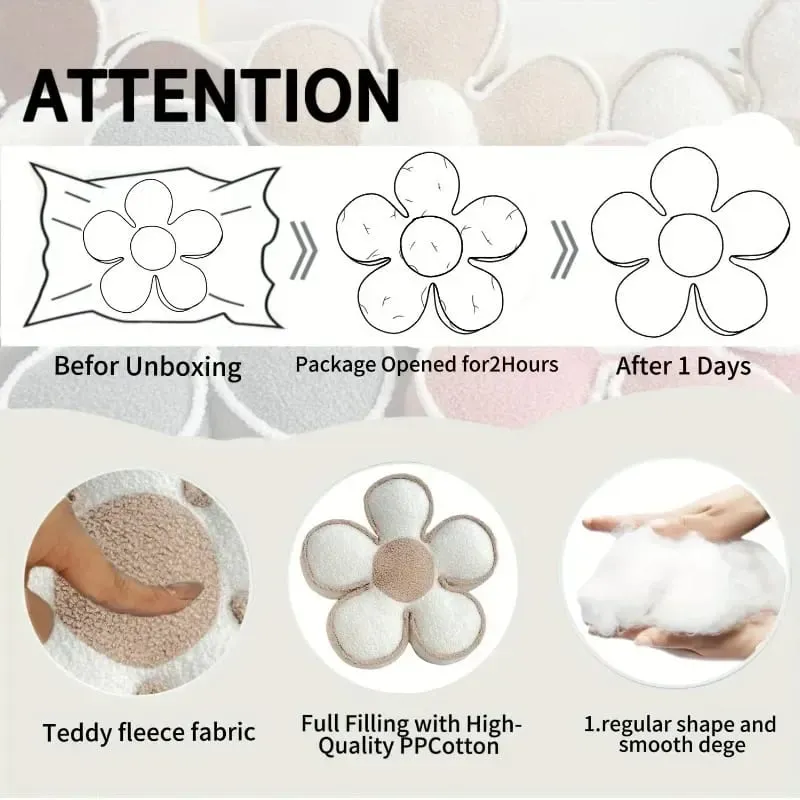 PP Cotton Filled Sunflower Pillow Flower Petal Shape Sofa Cushion Headrest Backrest Pad Living Room Bedroom Bay Window Decor
