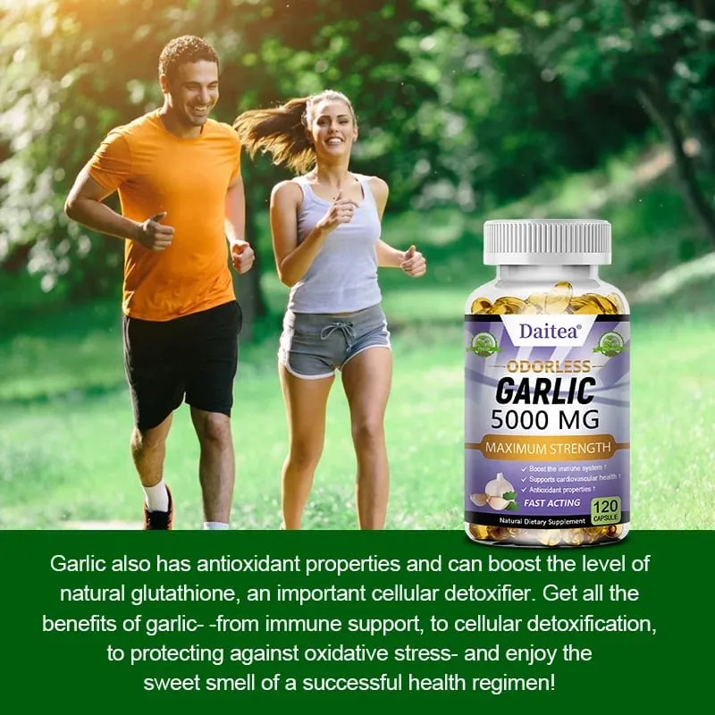 Garlic Extract Capsules 5000mg Balanse Cholesterol Help Immunity Heart Health Detoxification Cleansing