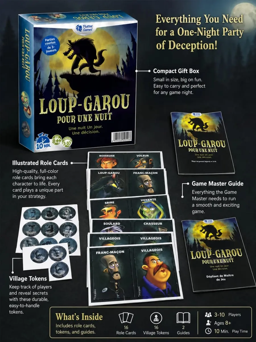 French Language Werewolf Party Card Game Social Deduction Board Game Classic Strategy Role Play Game for Family Friends