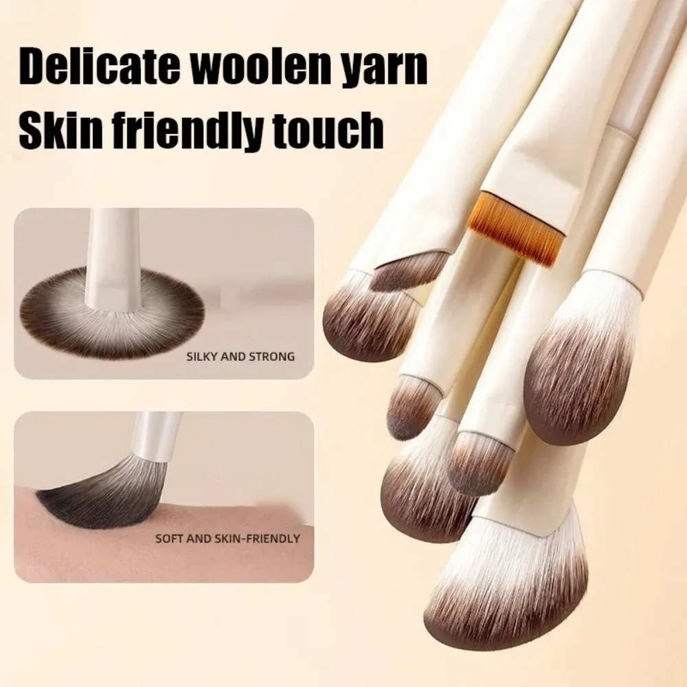 5/6/8/10Pcs Professional Eye Makeup Brushes Set Detail Eyeshadow Brush White Ultra Soft Eyeshadow Eyeliner Beauty Makeup Tools — image 5
