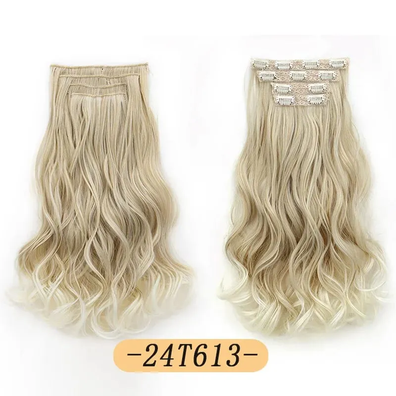 Synthetic 16Inch 11Clips Long Curly Hair Extension Heat Resistant Hair Extension Clips In Ombre Black Brown Blond Women — image 9