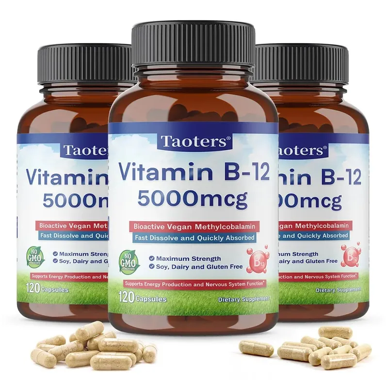 Vitamin B12 5000 Mcg - Supports Heart Health Nervous System Promotes Metabolism Increases Energy Levels Relieves Fatigue