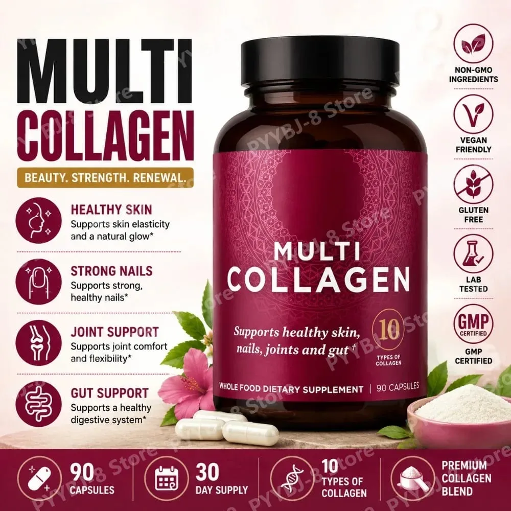 Collagen Pills Hydrolyzed Multi Collagen Supplement Supports Healthy Skin and Nails Gut Health and Joints 90 Capsules