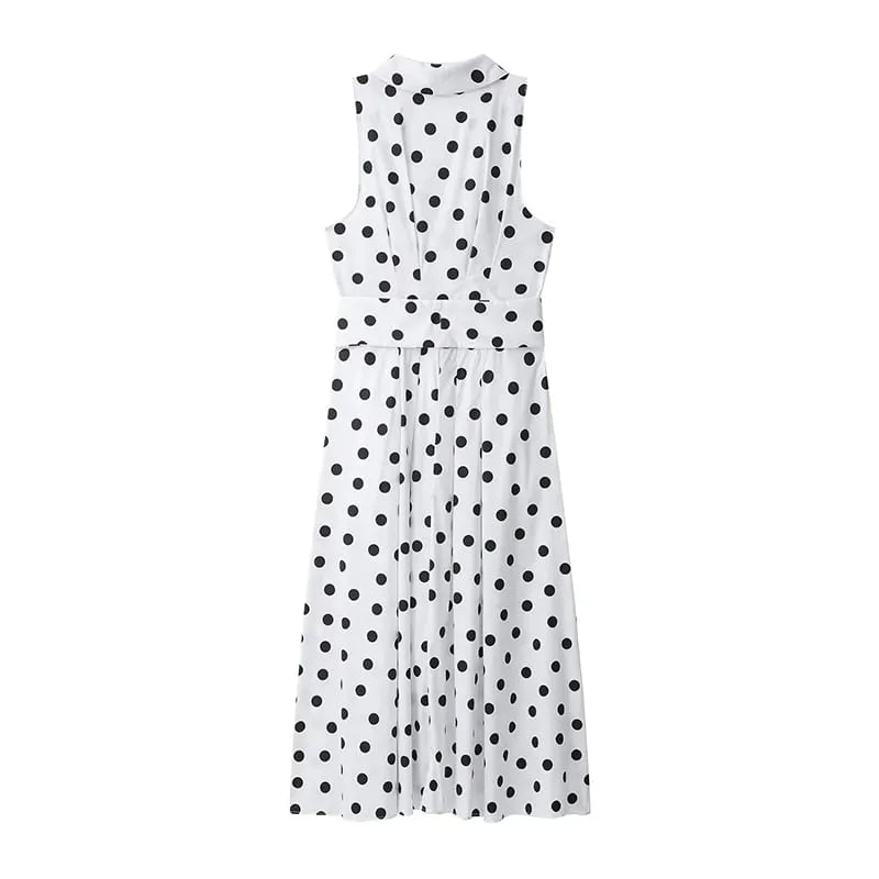 Summer New Dress Women's 2026 New Fashion Polka dot Elegant Slim Belt Women's Holiday Long Dress Street Chic Travel Dresses — image 4