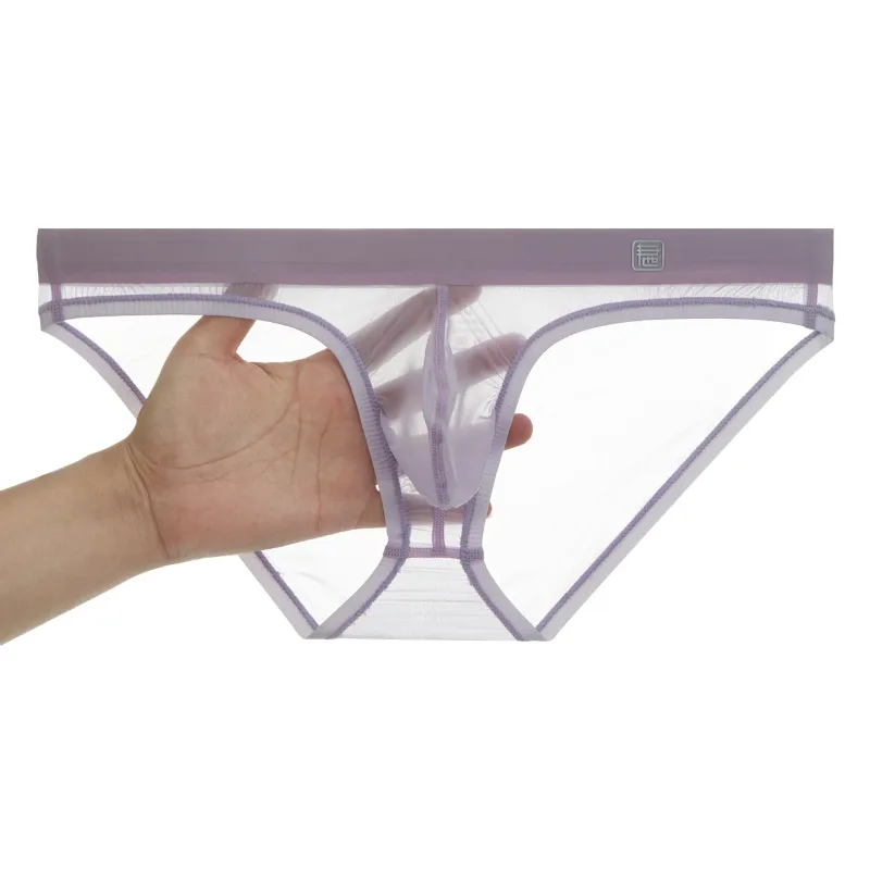 Ice Silk Ultra-thin Men Underwear Seamless Transparent Quick Drying Briefs Sexy U Bulge Pouch Triangle Underpants Erotic Panties