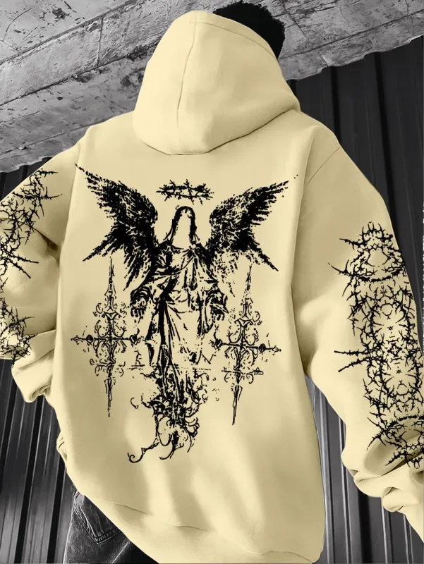 Estilo gótico anjo impressão hoodies homens mulheres ao ar livre rua casual esporte tendência hip-hop casal de manga longa outono inverno moletom