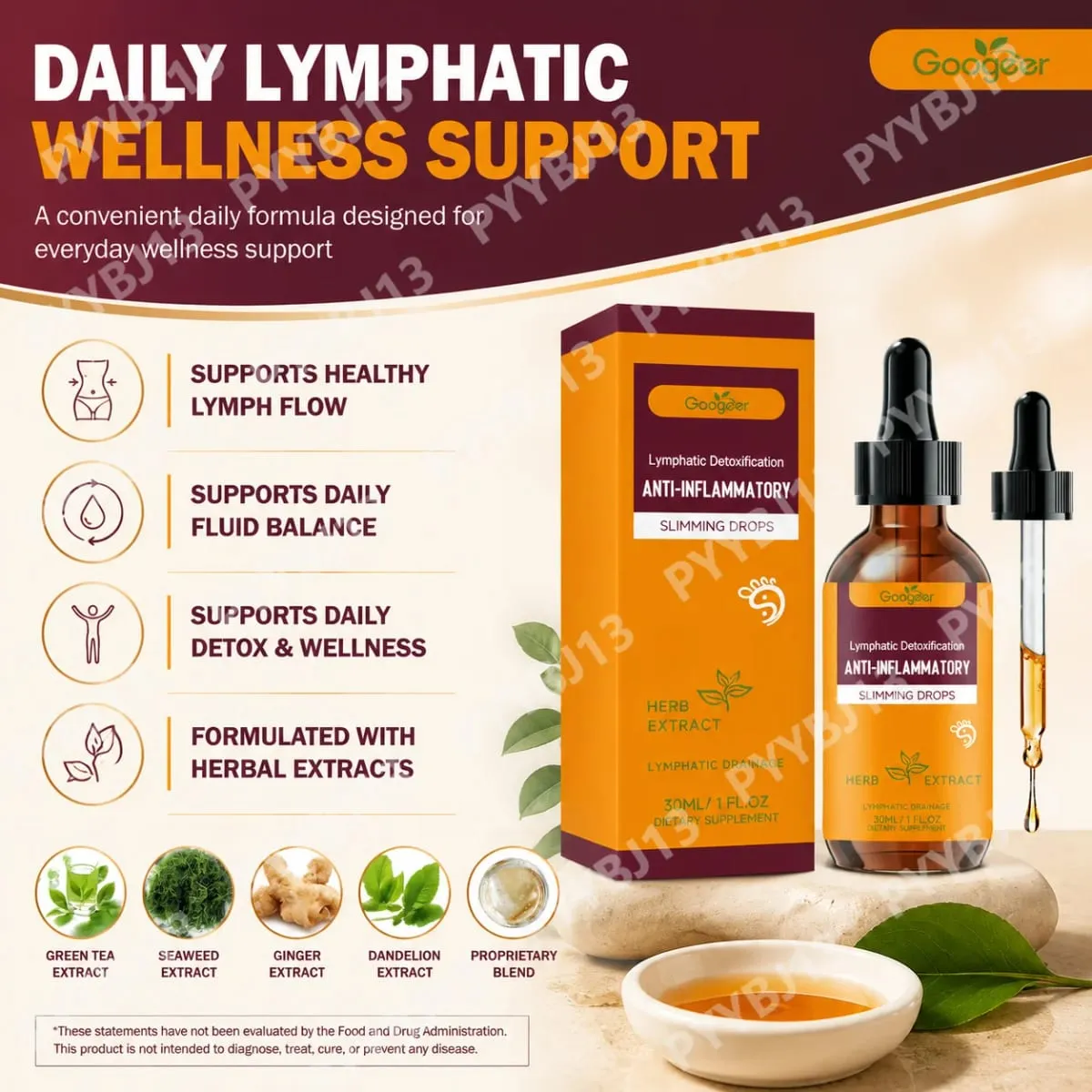 Googeer Lymphatic Health Support Herbal Liquid – Natural Circulation and Internal Flow Dynamics Supplement for Daily Wellness
