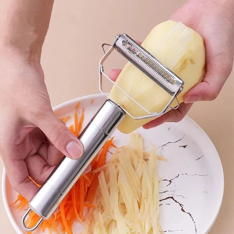 1 pakke rustfrit stålskræller Køkken multifunktionel grøntsagskære Frugt- og grøntsagsværktøj Kartoffel Gulerod Melon rivejern