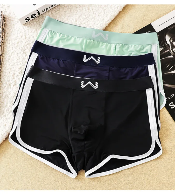 3 Buah/Pak Celana Dalam Pria Jaring Antibakteri Sejuk Sutra Es Celana Dalam Kantong Ruang Besar Boxer Homme Pinggang Elastis Tinggi