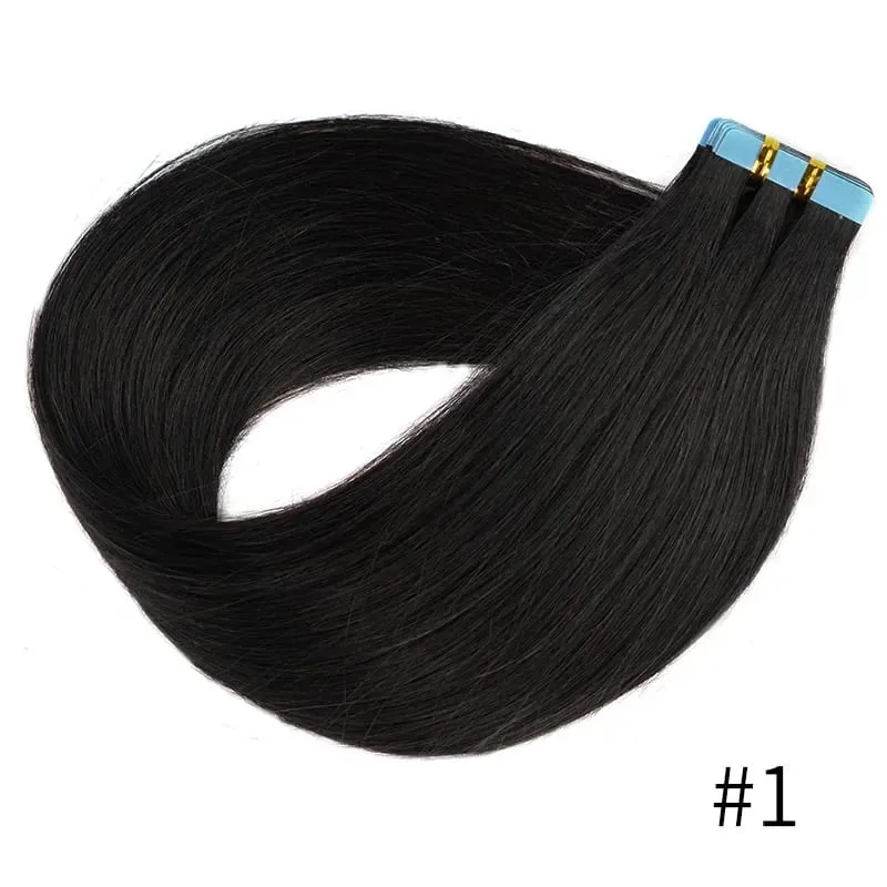 Doreen Tape in Hair extensions 100% Human Hair Material 16 to 24 inch 50g/set Natural Black Hair Extensions Real Human Hair