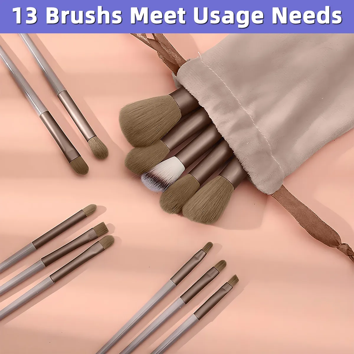 13ks/sada štětců na make-up Sada měkkých kosmetických štětců ze syntetických vláken pro obličej, oči, make-up, oční stíny s úložným pouzdrem