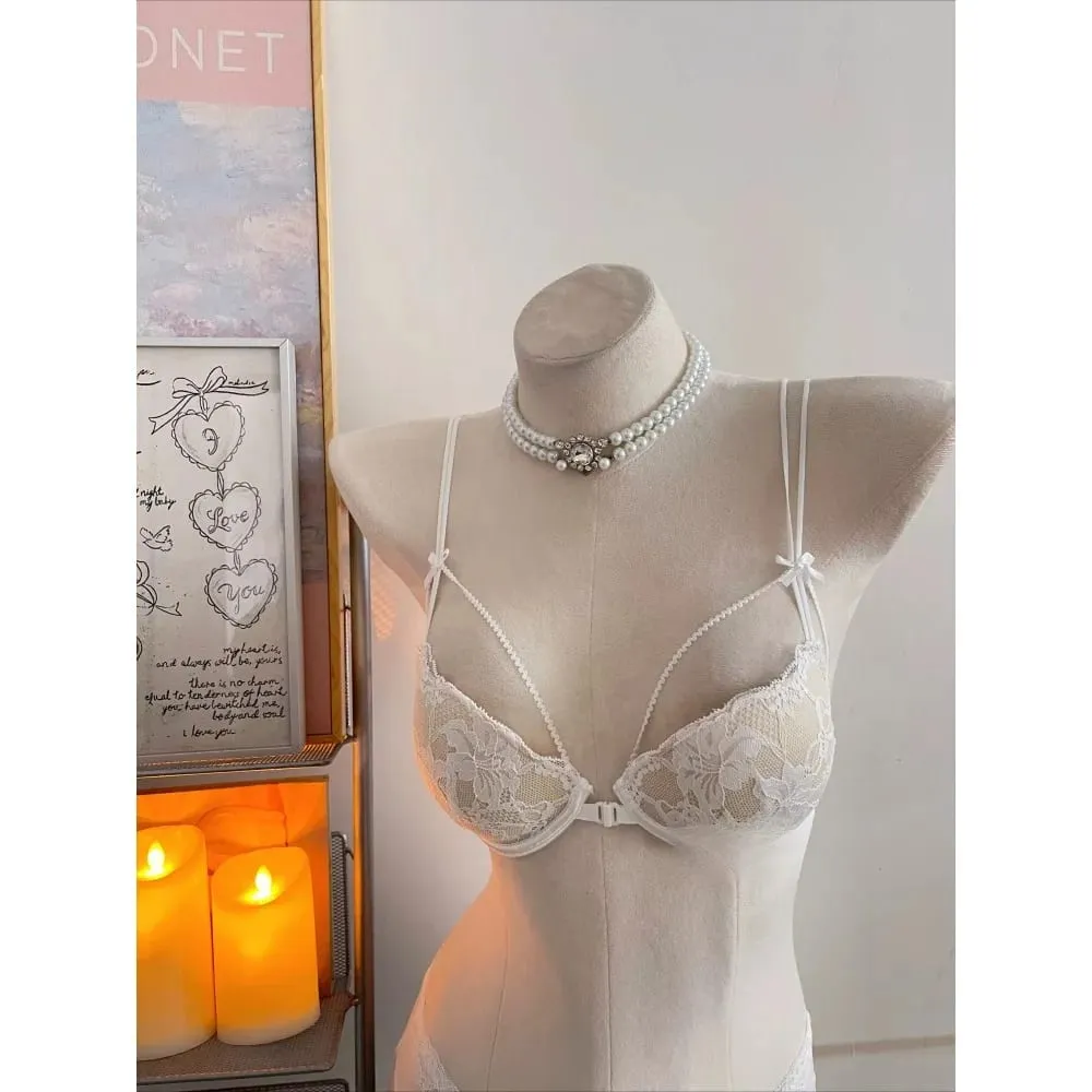 Womens Beauty Back Lace Bra Front Closure Design No Underwire Thin Straps Breathable Lingerie For Small Bust 32-38 Casual Wear — image 2