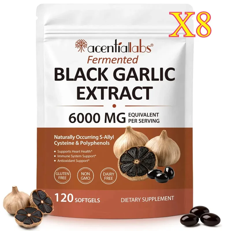 Black Garlic Extract Softgels 600mg 10:1 Concentrate for Heart Wellness Immune Support Digestive Balance Vitality 120 Count