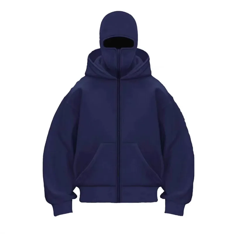 2025 Autumn Men Balaclava Y2K Gothic Harajuku Winter New Item Double Hooded Sweatshirt Men's Hooded Mask Zipper Sportswear Women