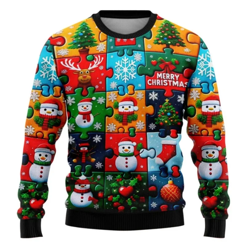 Funny Christmas Sweater Men Women Pullover Xmas Sweatshirt Ugly Graphic Y2k Sweatshirts for Holiday Party Loose Men's Clothing — image 20