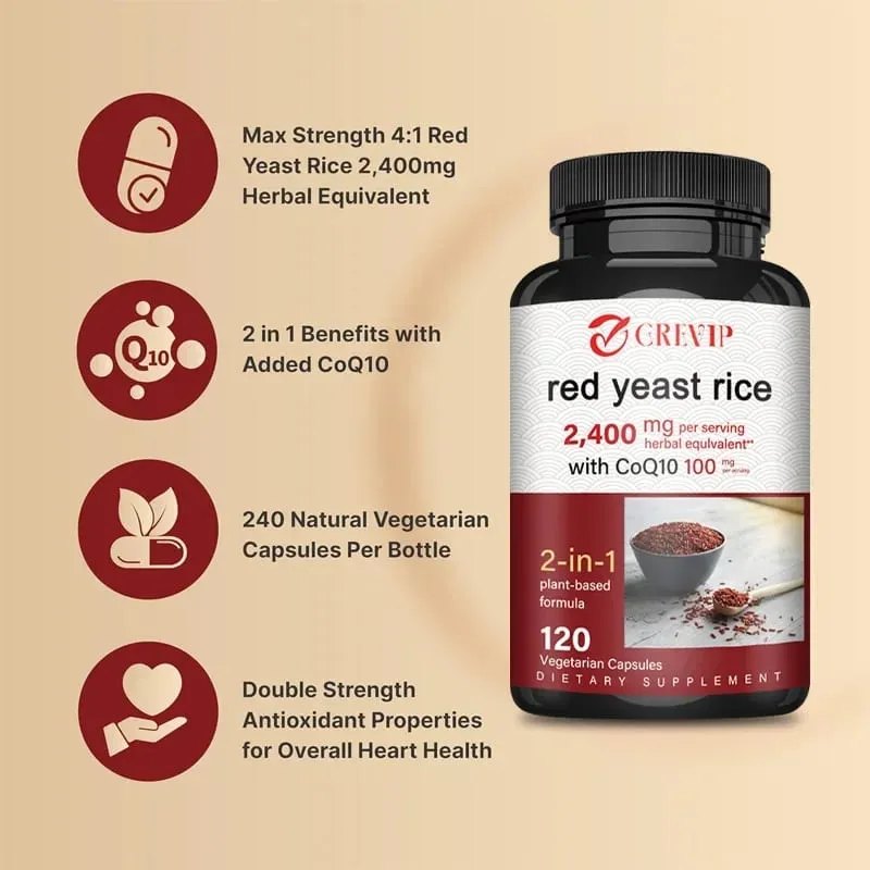 Red Yeast Rice 2400mg - Cholesterol Supplement Supports Overall Health Promotes Heart and Immune Health Antioxidant — image 3