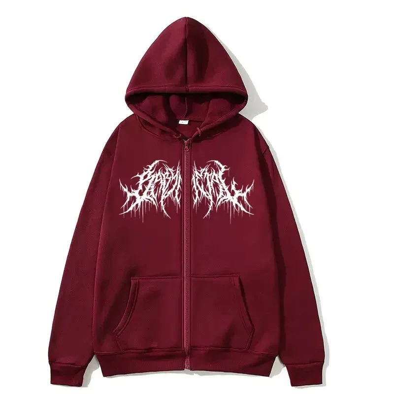 Y2K Zipper Hoodie Men's Trendy Printed Hip Hop Style Gothic 2026 Autumn/Winter Warm Long Sleeve Sweatshirt — image 8