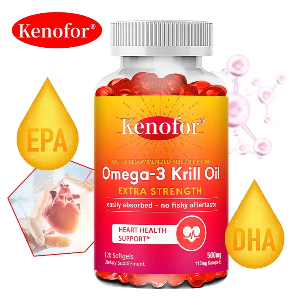 Antarctic Krill Oil 500mg Omega 3 Fatty Acid Supplement High Potency EPA & DHA Krill Oil Astaxanthin Supports Heart Health — image 1