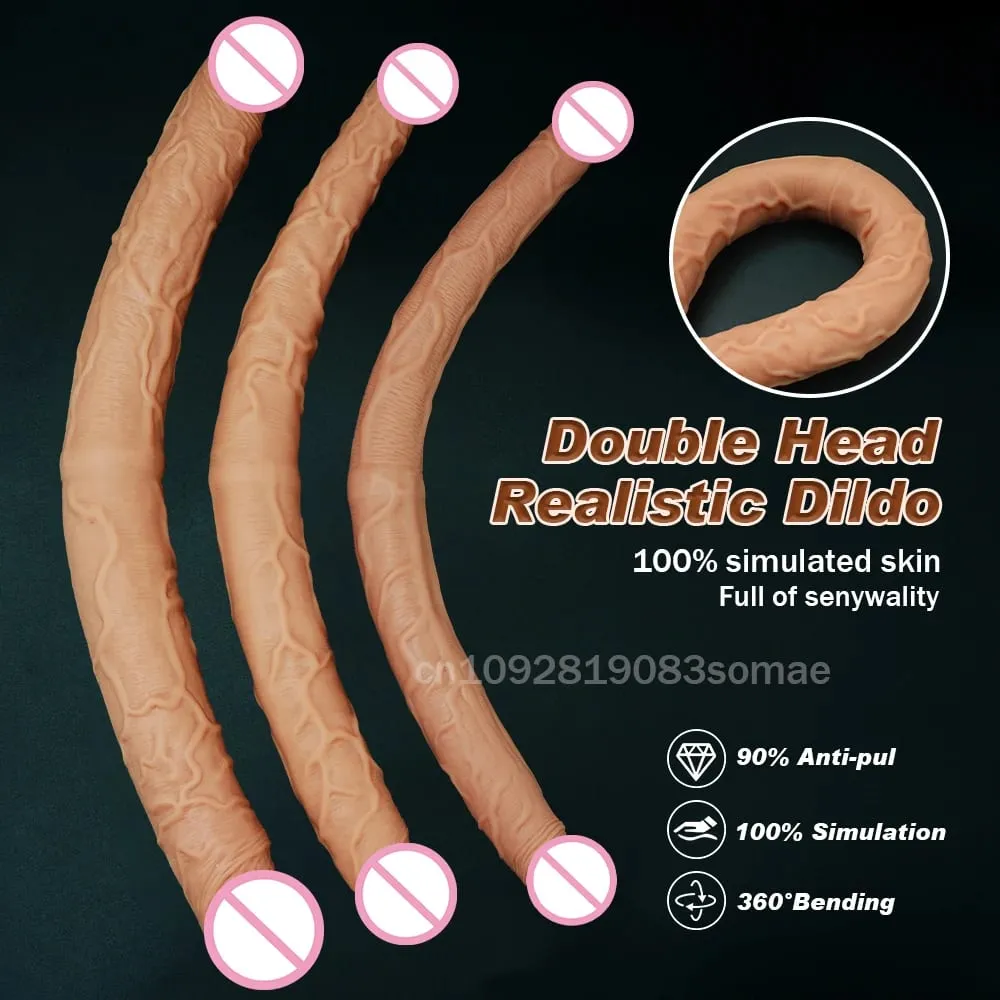 Long Double Dildo Sex Toys Realistic Double Sided Dildo for Lesbian Silicone Huge Thick Dildos G Spot and Anal Plug for Women