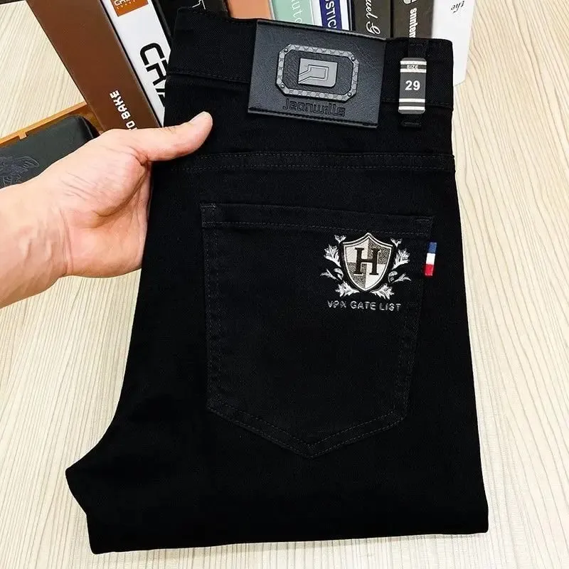 High-end Elastic Waistband Jeans Men's 2026 Spring Summer New Black Elastic Slim Trousers Men's Luxury Jeans for Man Original — image 8