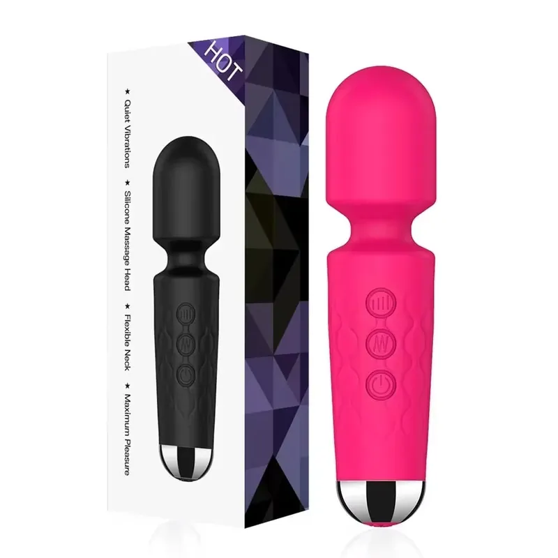 20 Speeds Magic Wand Vibrator G-Spot Clitoral Stimulator Rechargeable Waterproof Massager Sex Toy for Women