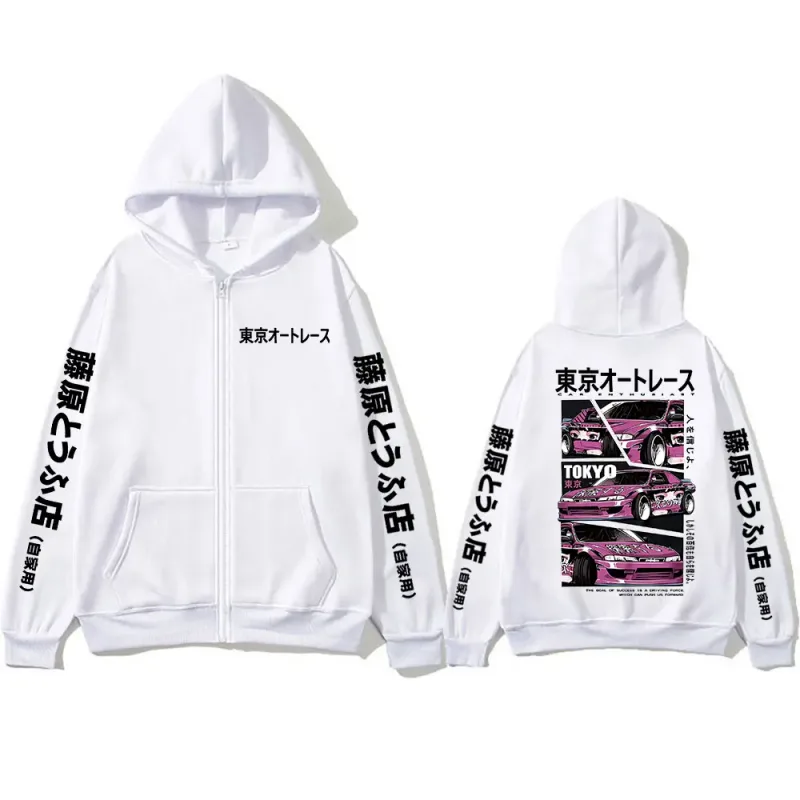 Anime Tokyo Initial D Drift AE86 Takumi Fujiwara JDM Car Zipper Hoodies Men Women Fashion Casual Zip Up Sweatshirts Jackets Coat — image 3