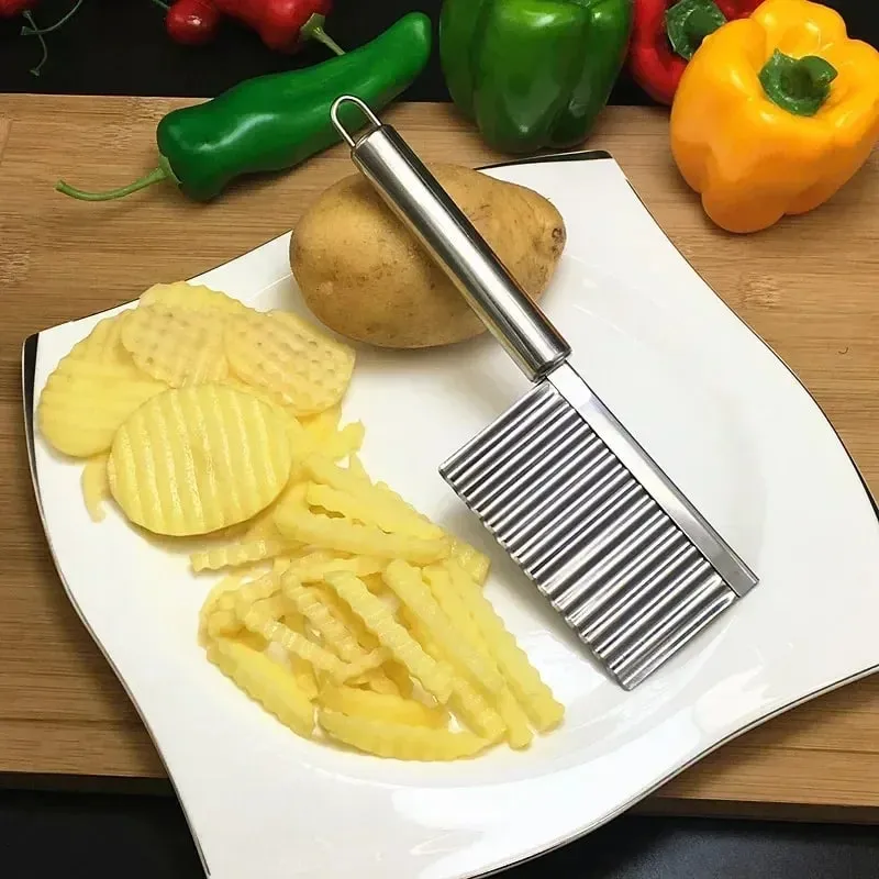Stainless Steel Wave Potato Slicer Vegetable Cutter Potato French Fries Cutter Gadget Accessories Supplies Kitchen Cooking Tools — image 2