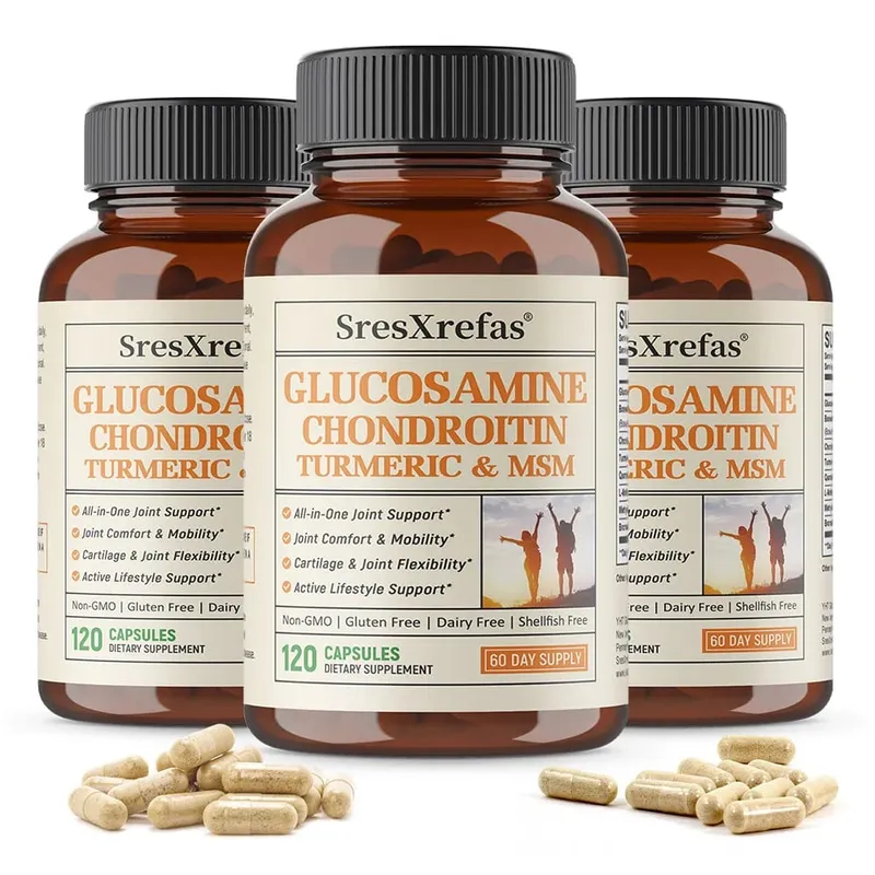 Glucosamine Chondroitin MSM Turmeric Capsules Supports Hips Knees Joint Bone Cartilage Health & Mobility Flexibility