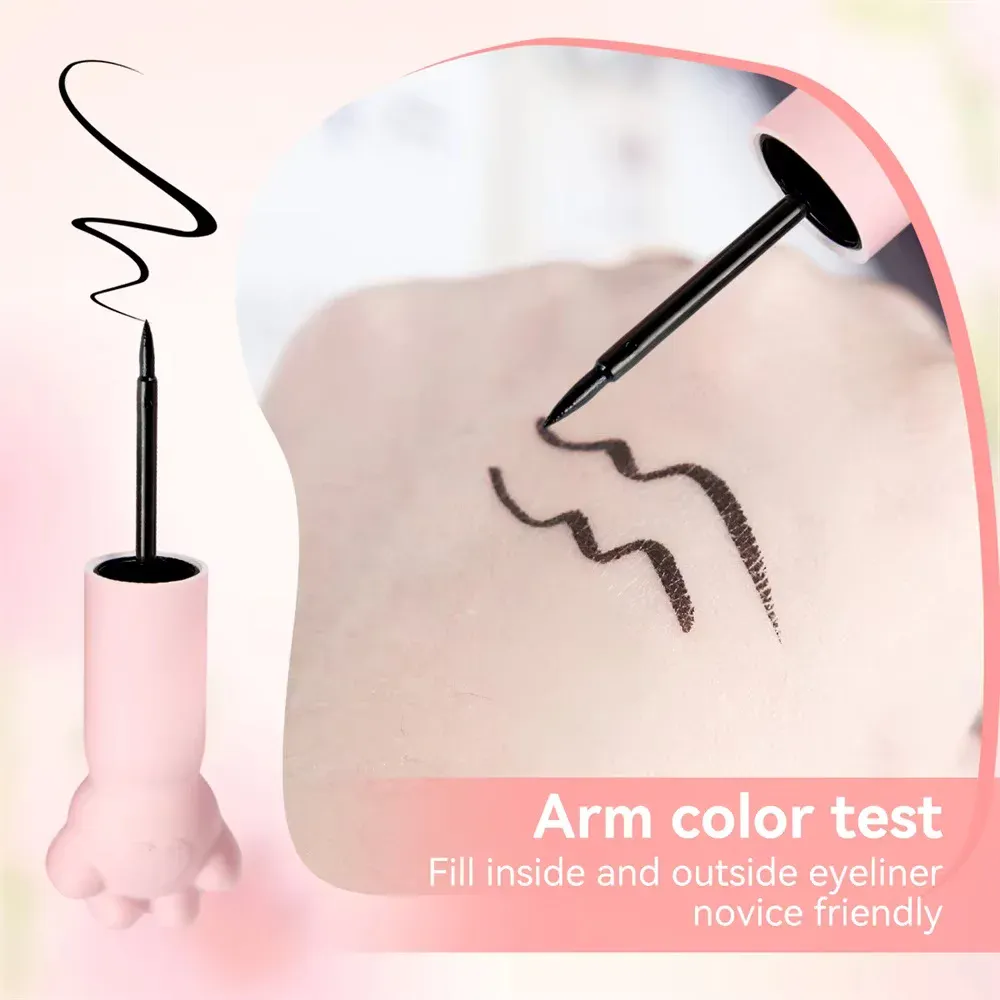 Pink Cat Paw Black Liquid Eyeliner Pen Fast Drying Long-lasting Smudge Proof Makeup Holding Premium Eye Liner Pen Eye Cosmetics — image 4