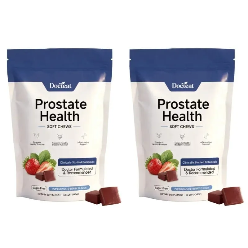 Men's Daily Prostate Health Supplement – Plant Sterols Beta-Sitosterol Zinc Vitamin C Selenium 60 Soft Chews Pomegranate-Berry