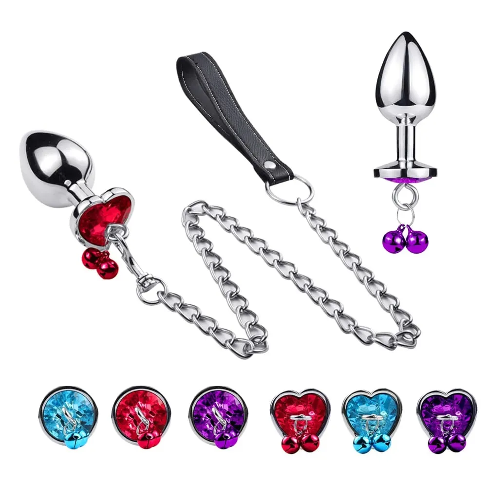 3 Sizes Metal Bell-shaped Anal Plug Traction Chain Anal Massage Prostate Stimulation Massage Tools Adult Sex Toys For Couples