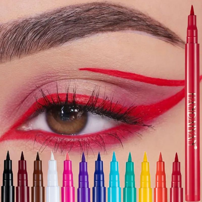 12 Colors Black Purple Liquid Eyeliner Pen Waterproof Big Eyes Makeup Smooth Quick-drying Matte Eye Liner Women Cosmetics Beauty