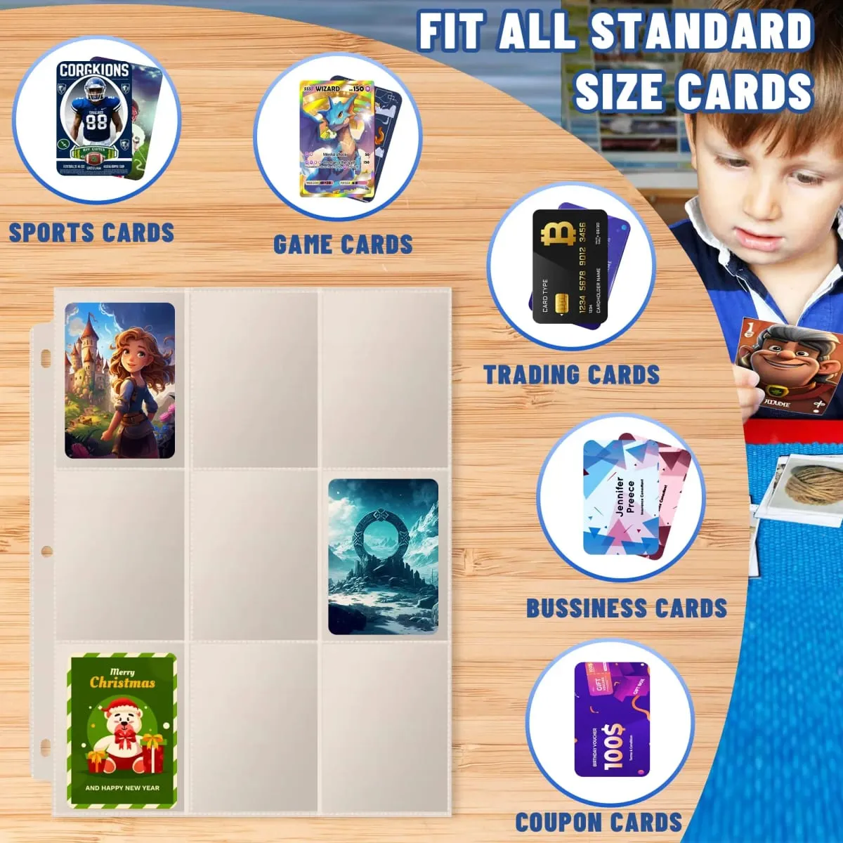 50-250 Pack 9 Pocket Page Protectors Card Sleeves Double Sided Holder Binder Pages Album Fit for YuGiOh MTG Game Sports Cards