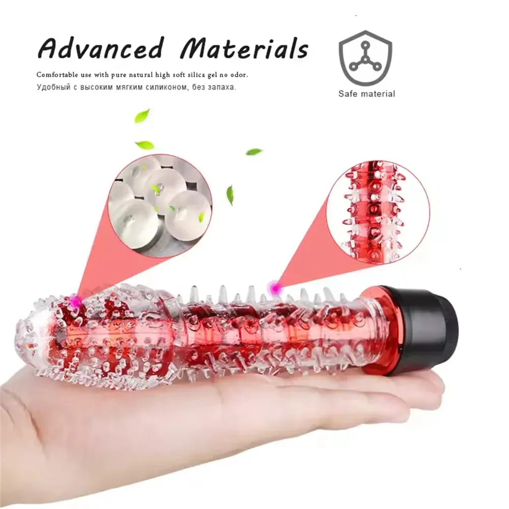 Small Bald Vibrators G-Spot Vibrator for Women Realistic Jelly Dildo with Thorn Dragon Beard Clitoris Stimulator Adult Sex Toys — image 5