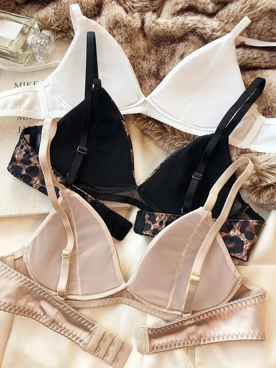 Summer Women Underwear Set Silken Triangle Cup Wireless Bras French Bralette Seamless Intimates Bra and Thong Lingerie Set — image 2