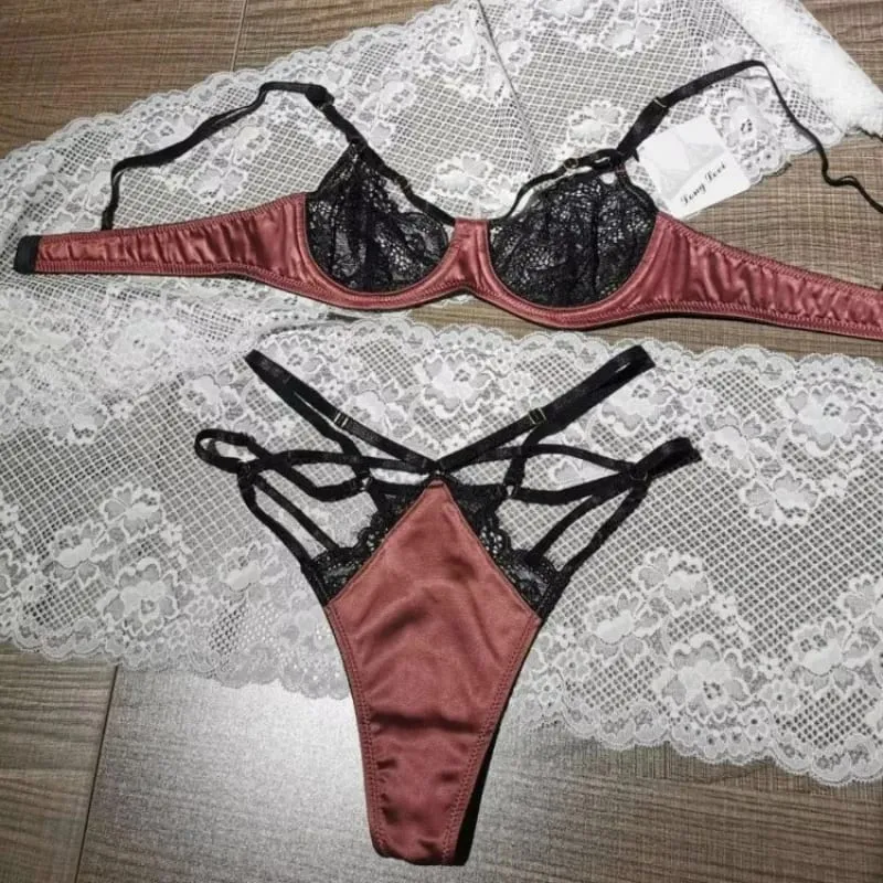 Ultra Thin Sexy Push Up Bra Set Lingerie See Through Satin Temptation Seductive Bra and Panty Set Underwear Bralette Lenceria — image 5
