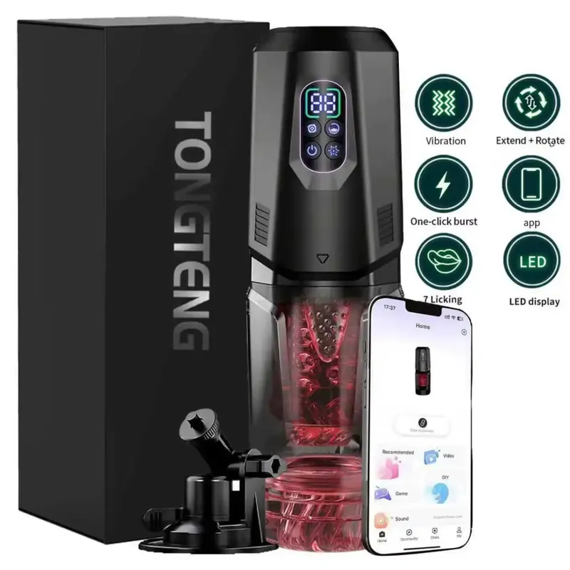Adult Toys Automatic Masturbator Stroker with 7 Thrusting Rotating 7 Licking Vibrating Modes Hands-Free Sex Machine Pocket Pussy