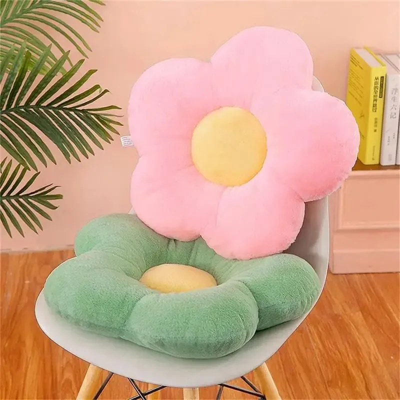 Practical 35cm Kawaii Colorful Flower Plush Pillow Cushion Soft Sunflower Plant Mat Stuffed Sofa Bed Sleeping Back Decor Gifts — image 2