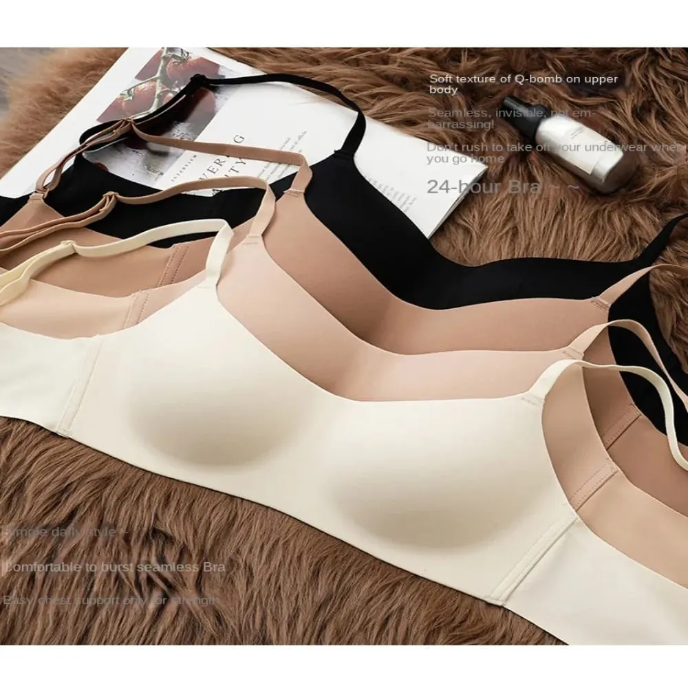 Soft Comfort Wireless Bra Breathable Fabric Thin Cup Push Up Bra Elastic Material Gathered Design Seamless Bra Women's Underwear — image 1