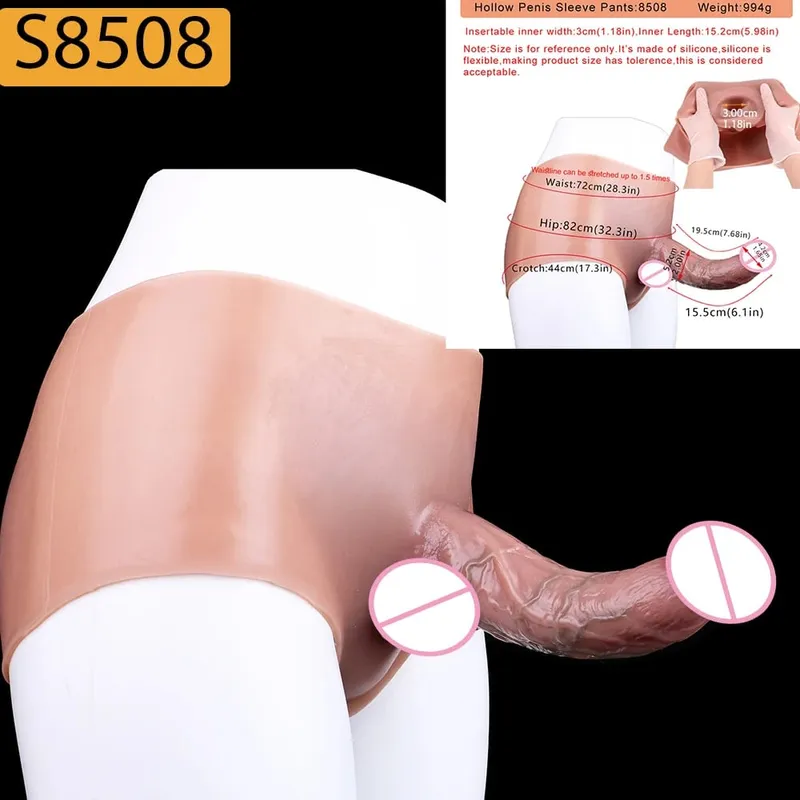 Strap-On Lifelike κάλυμμα πέους насадка на член Large Hollow DildoPants Intimate ενήλικα σεξ παιχνίδι για σεξ ζευγάρια