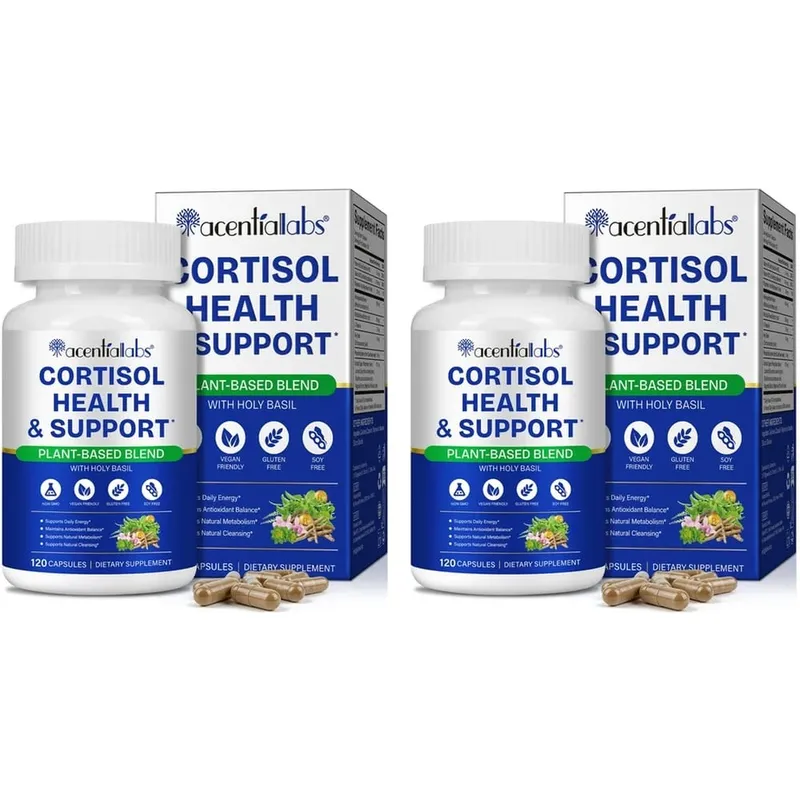 AcentiaLabs Cortisol Health & Support Capsules with Holy Basil Ashwagandha and Magnesium for Calm Stress Balance 120 Capsules — image 8