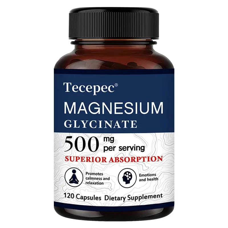 Magnesium Glycinate 500mg Capsules High Absorption Promote Calm and Relaxation Stress & Anxiety Relief Dietery Supplement — image 9