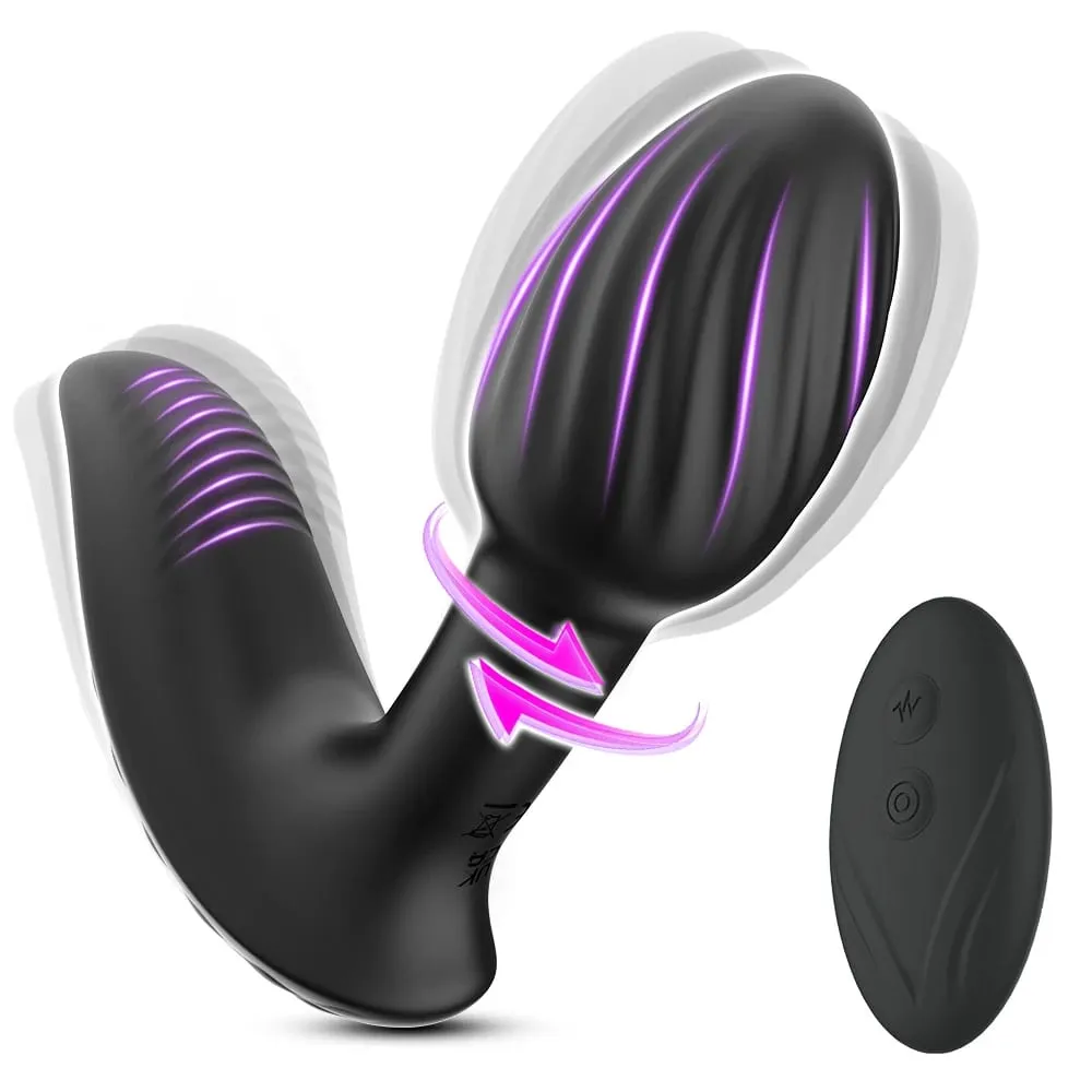 Wireless Remote 9 Modes Anal Plug Vibrator 360 Rotation Wearable Vibrating Butt Plugs Prostate Massage Adult Sex Toys For Women