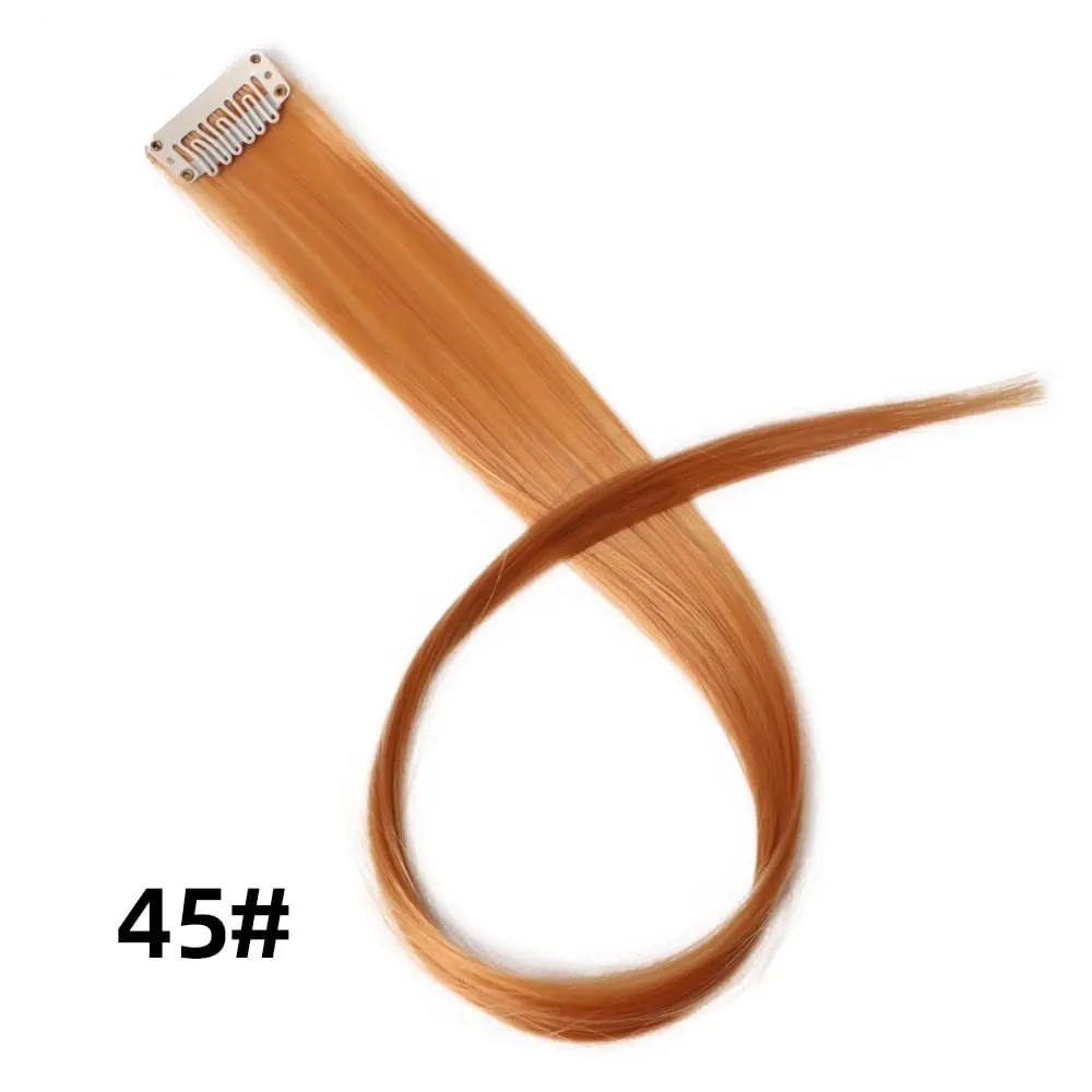Extensiones de cabello de color liso con Clip para resaltar el cabello de arcoíris, rosa, azul, morado, sintético, con Clips para mujeres y niñas — image 51